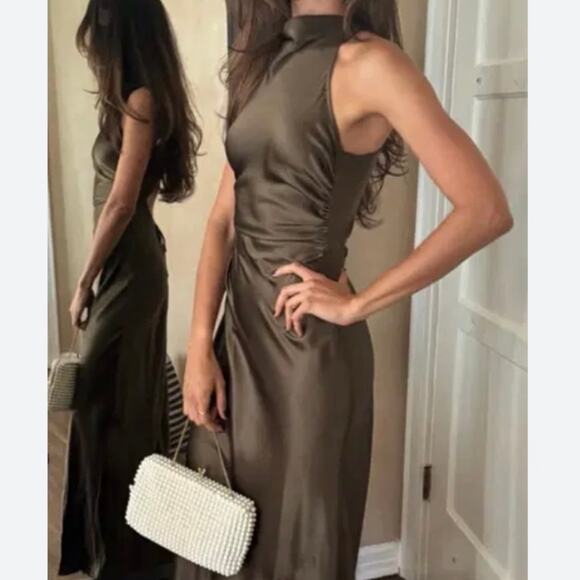 Reformation Anaiis Silk Maxi Dress Gown Morel Cafe Wedding Event Party size 8 C0 - Picture 3 of 11